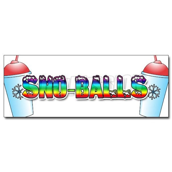 SNO-BALLS DECAL sticker snowcones water ice italian shaved ice cold fruit, D-36 Sno-Balls